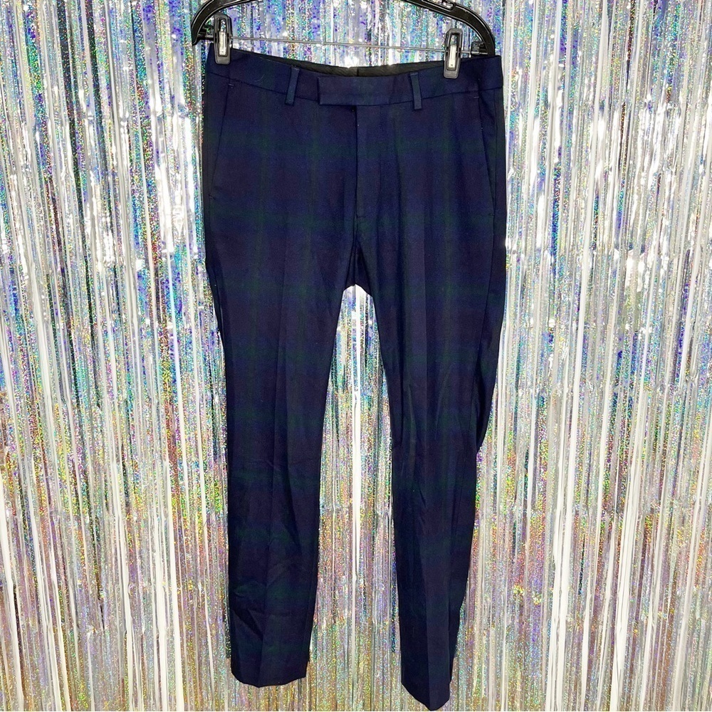 Topman Blue Green Plaid Preppy Dress Pants Size 30